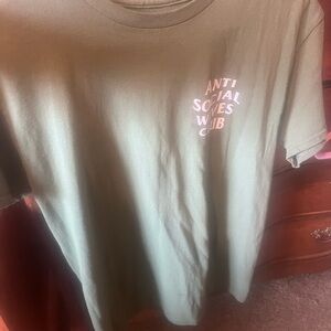Anti Social Social Club Olive Green Tee with White Logo